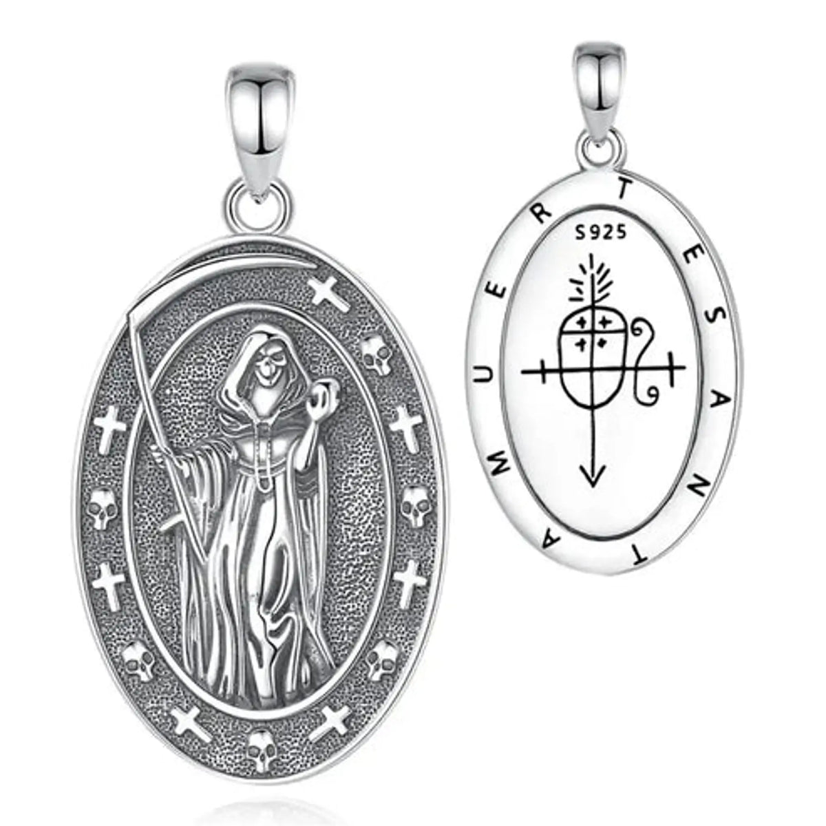 Colgante Santa Muerte con Balanza en Plata 925