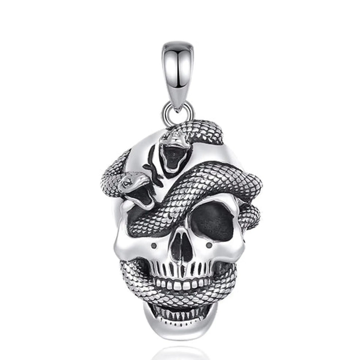Colgante Calavera con Dos Serpientes en Plata 925