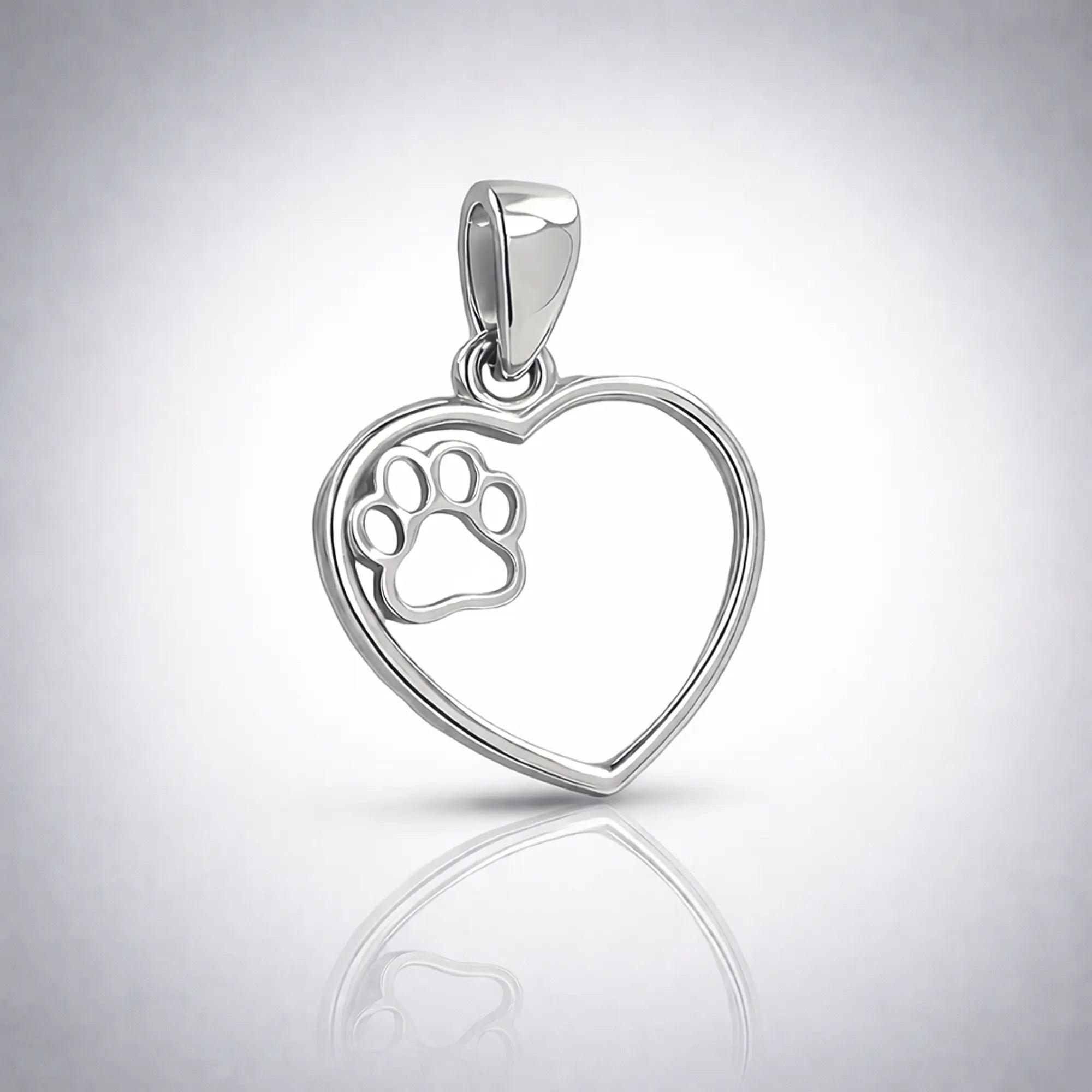 Colgante Corazón con Huella de Mascota en Plata 925