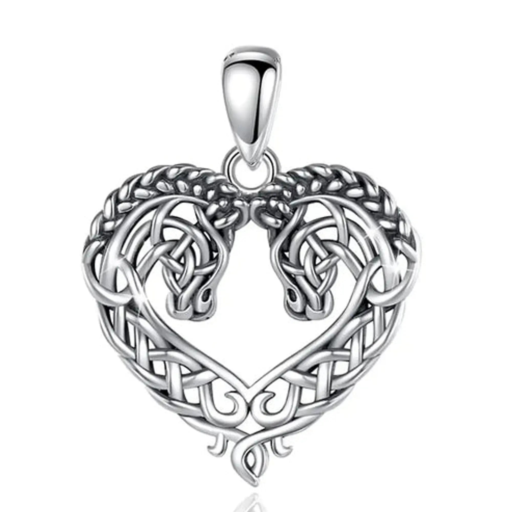 Colgante Corazón de Caballos Celta en Plata 925