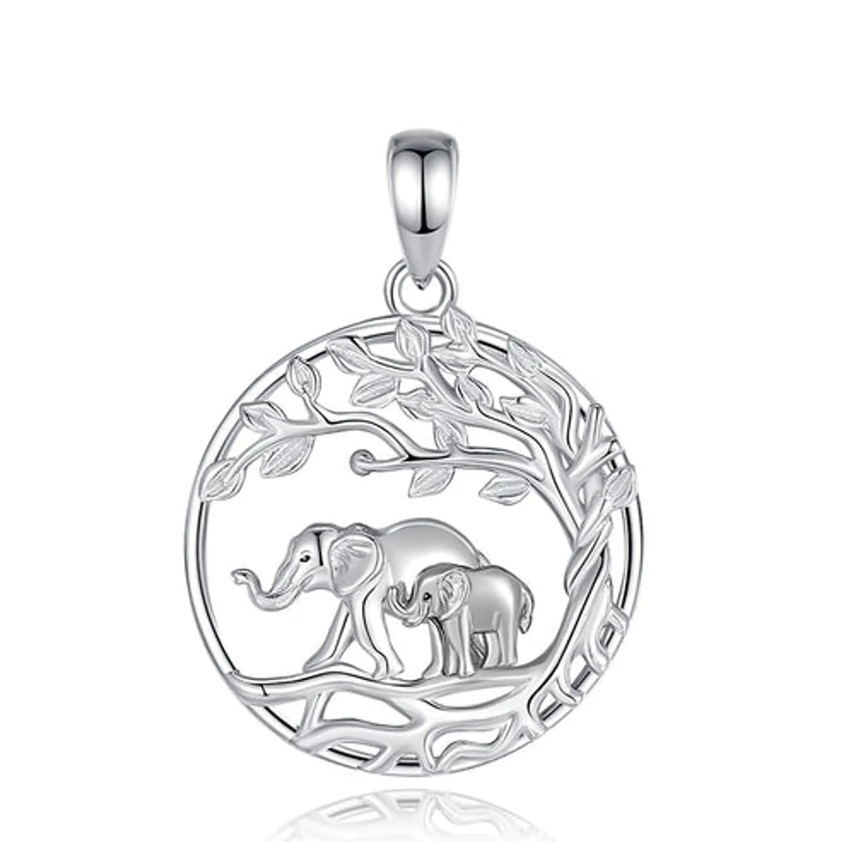 Colgante Elefante Mamá y Creciente en Plata 925